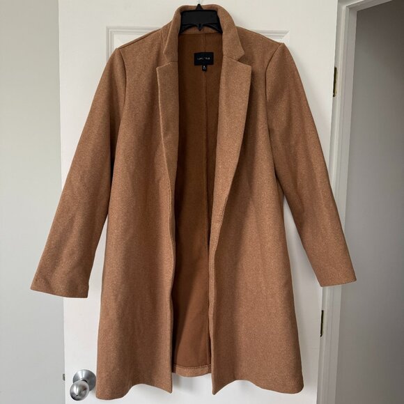 NWOT Love Tree Women's Long Coat with Pockets in Camel Size XL - Picture 2 of 6